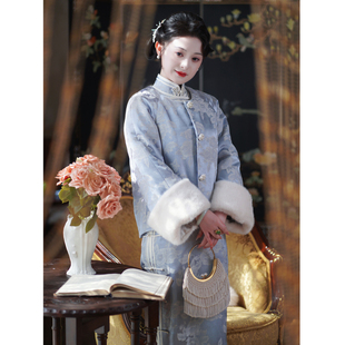 雪梅｜外套配旗袍女冬装高级感加厚新中式保暖大衣夹棉汉元素上衣