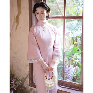 莫奈花园｜梦回故里法式复古长款倒大袖旗袍高端大气上档次连衣裙