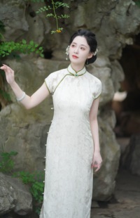 百合｜梦回古法一片式平裁单层透视真丝桑蚕丝旗袍连衣裙30s曳地