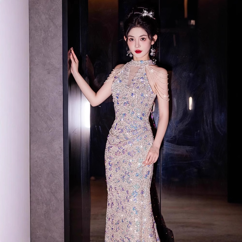 法式高端重工晚礼服女