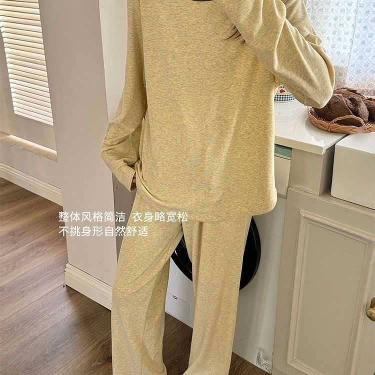 睡衣女秋季新款圆领套头长袖套装