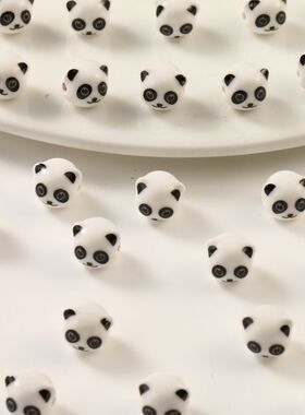 陶瓷熊猫头散珠横孔竖孔多色可选