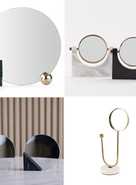轻奢创意镜子大理石台面摆件北欧