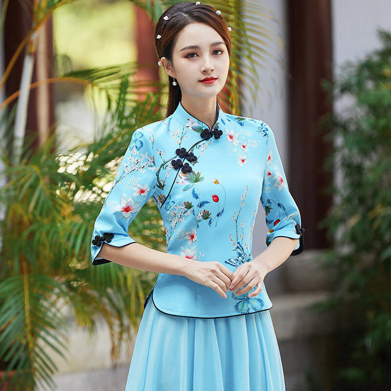 宝希盾（BAOXIDUN）二件套旗袍上衣民族风古装婚宴礼服舞蹈演出汉