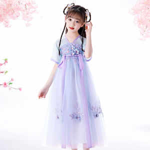 汉服女童古装长裙连衣裙夏季新款小女孩中国风唐装襦裙儿童超仙飘