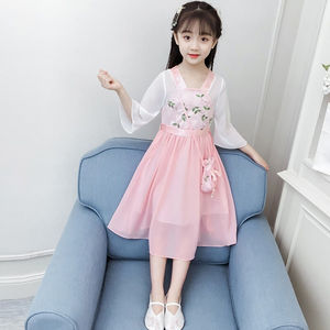 童唛屋童装女童连衣裙子汉服夏季超仙中国风儿童古装襦裙小女孩复