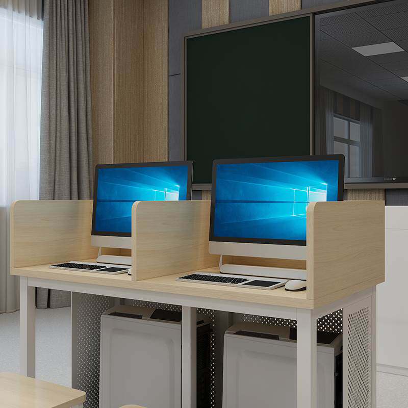 学校电脑桌培训机房屏风隔断桌椅微机云教室驾校台式英语考试桌子