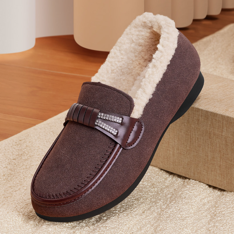 棉鞋女冬加绒2025新款老北京布鞋一脚蹬毛毛鞋保暖平底女式豆豆鞋,女鞋,棉鞋,淘宝优惠券,粉丝福利购,淘宝优惠卷