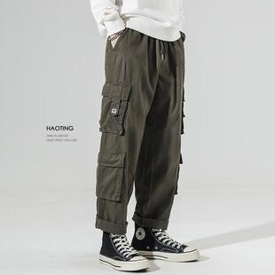 豪霆.2025春季宽松直筒工装裤男士复古多口袋休闲裤百搭阔腿长裤