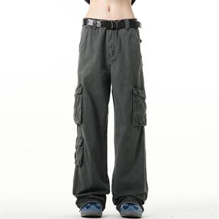 MADWITCH美式复古休闲工装裤男女宽松经典vintage水洗直筒裤子潮