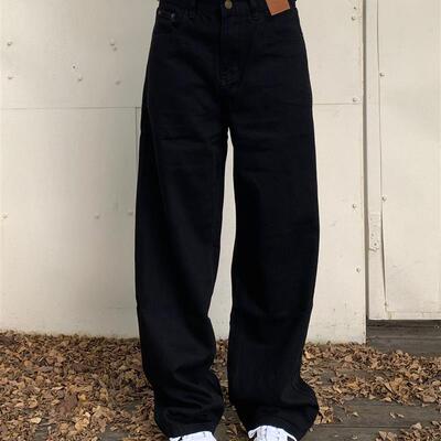 LIFEASAM 美式复古直筒休闲牛仔裤男女宽松百搭高腰拖地阔腿裤潮