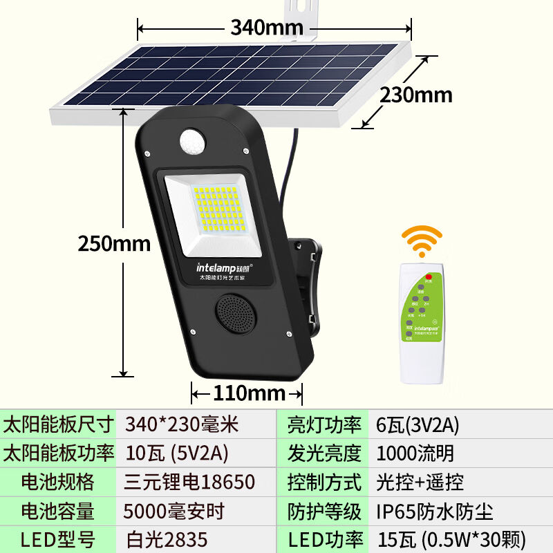 新品颖朗（Intelamp）颖朗太阳能庭院感应户外语音灯【太阳能】垃