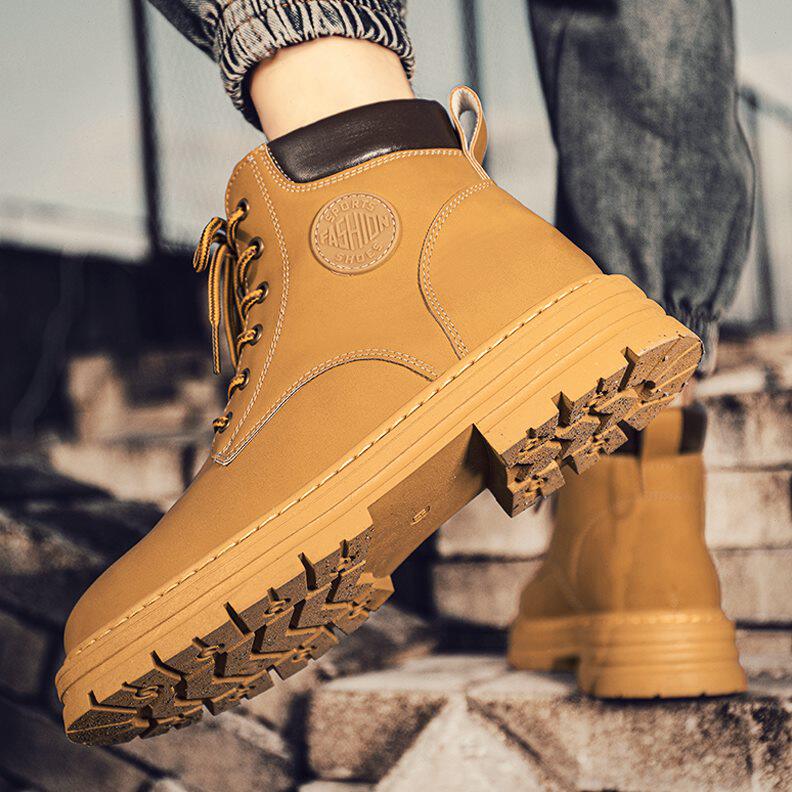 马丁靴男款2024新款夏季工装高帮皮鞋踢不烂大黄靴美式作战战术靴