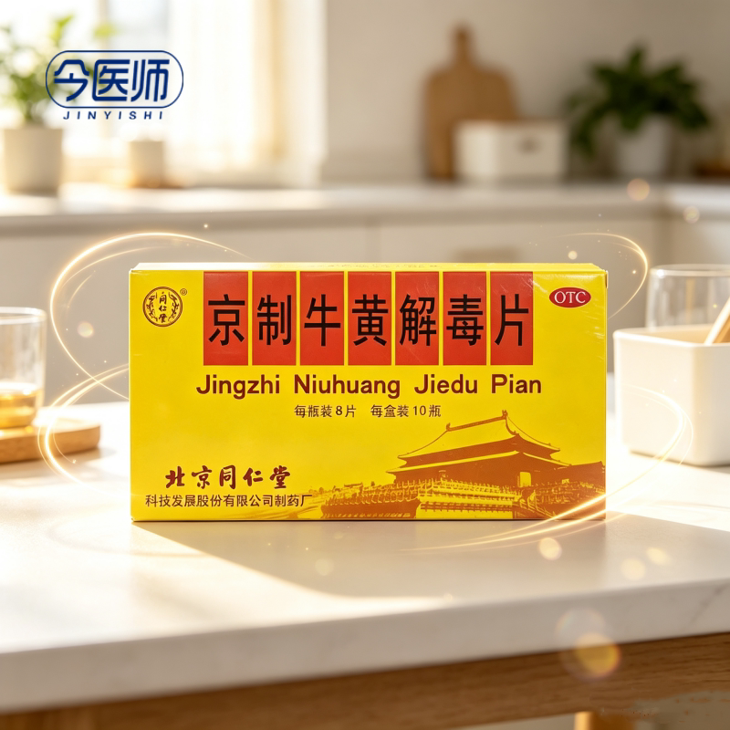 [同仁堂]京制牛黄解毒片0.6g*8片*10瓶/盒清热解毒散风止痛头晕目眩口鼻生疮风火牙痛