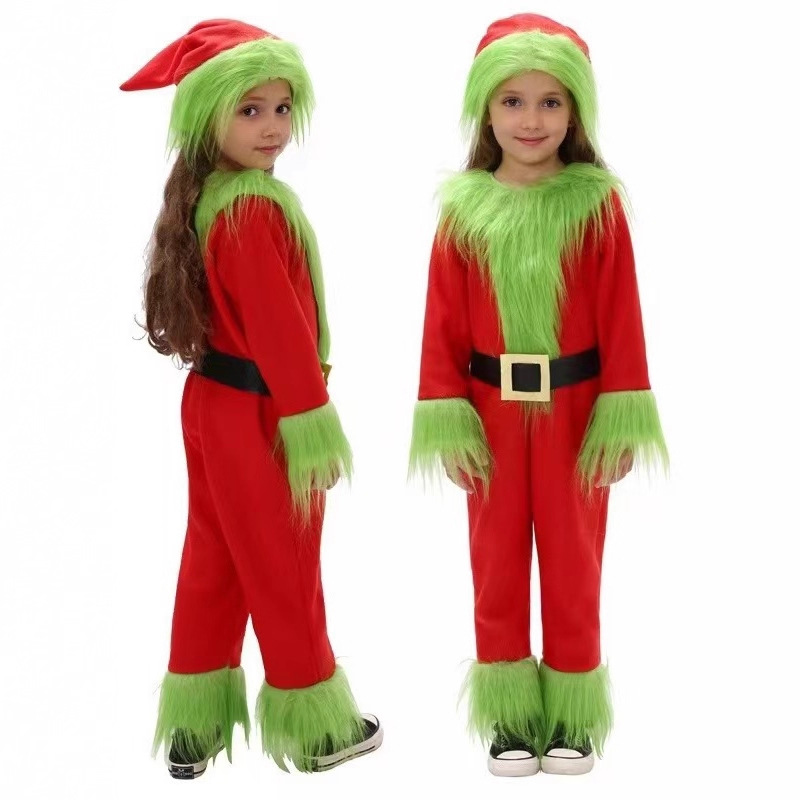 圣诞绿毛怪cos服装儿童格林奇cosplay圣诞节装扮派对节日表演服装