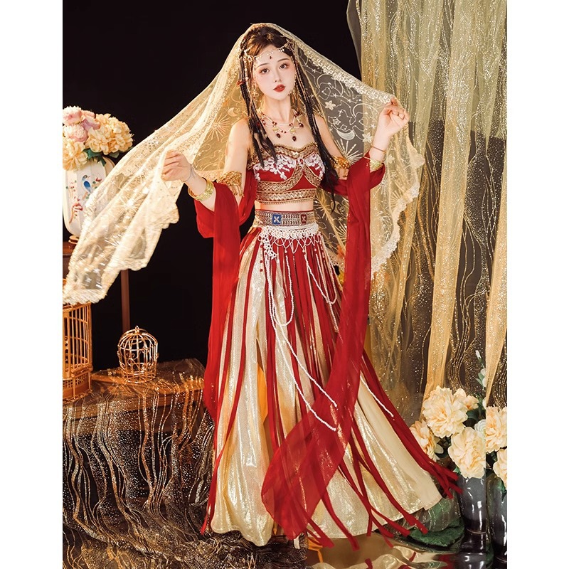 敦煌飞天亲子装汉服中国风异域风情汉元素天竺公主大漠西域舞蹈服