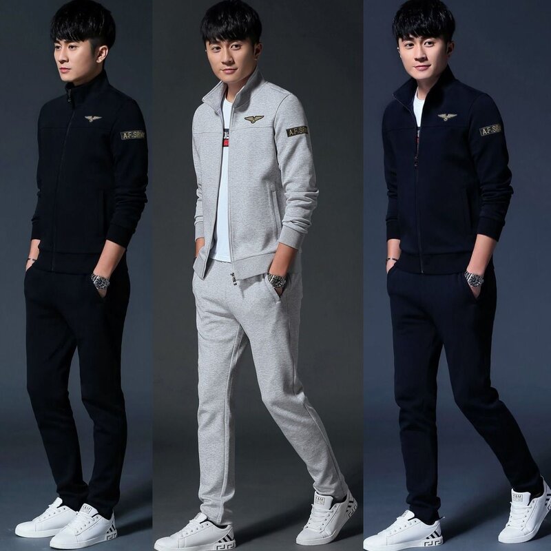 男装套装30-40岁秋天衣服男外套春秋运动服套装男中年潮流三件套