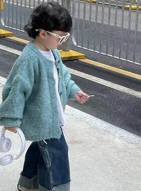 冬季新款男女儿童针织衫韩版个性休闲宽松外套毛衣小孩保暖上衣潮