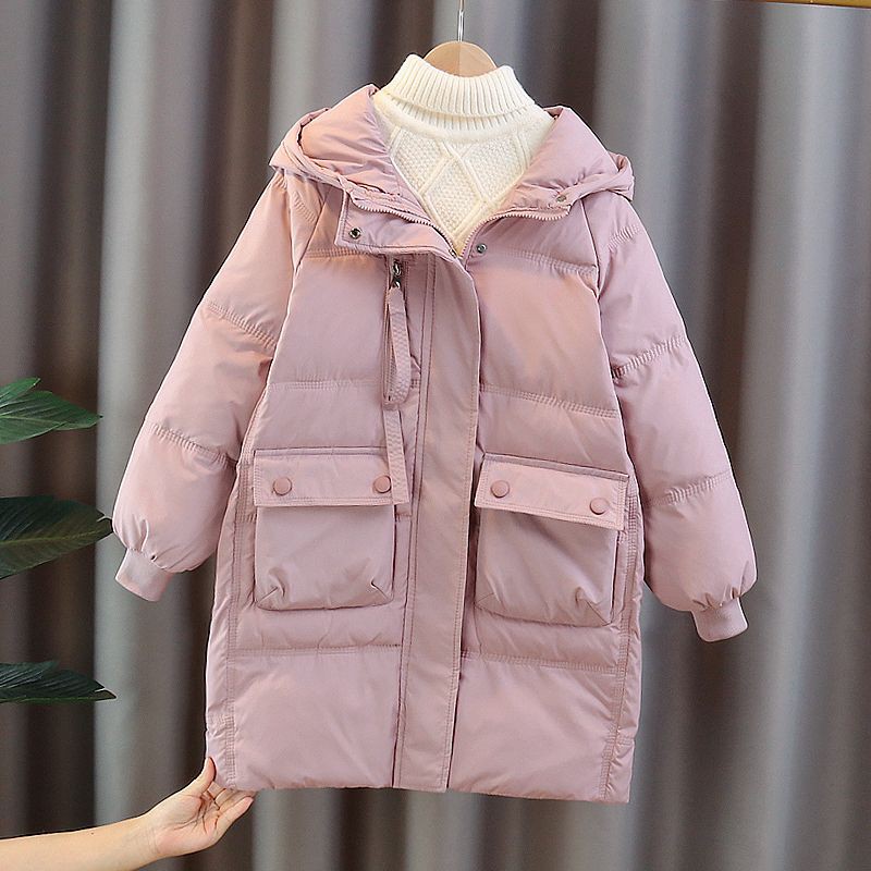 羽绒服女童中长款2025新款冬装连帽棉服大童冬季棉衣儿童加厚外套