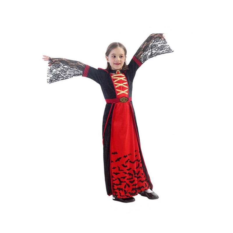 2025万圣节儿童服装女童裙子恐怖吸血鬼扮演服舞台演出服cosplay
