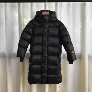 高版本儿童黑金长款羽绒服男女童90绒中大童冬季面包服加厚外套