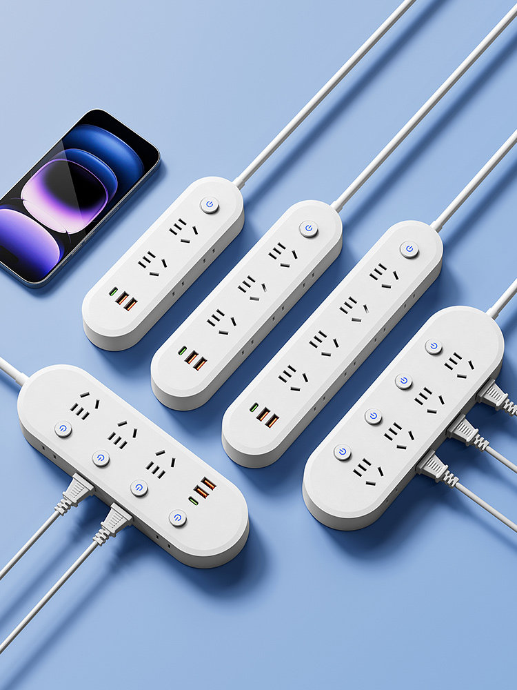 Пористая розетка, многофункциональная панель, пористый USB-кабель для быстрой зарядки, ряд бытовых подключаемых устройств, удлинитель, плата для подключения, плата для подключения в общежитии Изображение 1