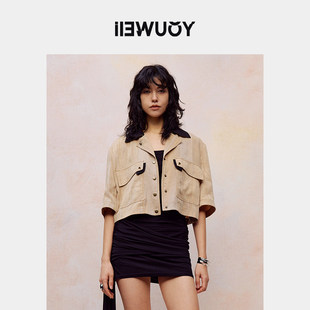 YOUWEI有尾夏季复古做旧工装短夹克女夏外套Y2324202