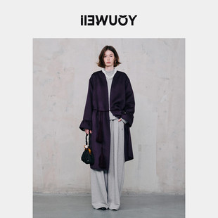 YOUWEI有尾2024冬季结构式双面呢大衣女宽松呢外套Y3924428