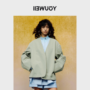 YOUWEI有尾2024春季女装机车袖无领夹克Y2324106