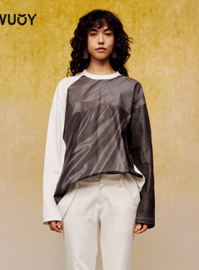 YOUWEI有尾春季圆领印花长袖T恤宽松慵懒长TY1224107