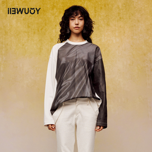 YOUWEI有尾春季圆领印花长袖T恤宽松慵懒长TY1224107