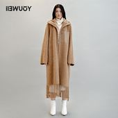 YOUWEI 抽绳立领流苏边大衣女士厚外套Y3923301 优惠专属