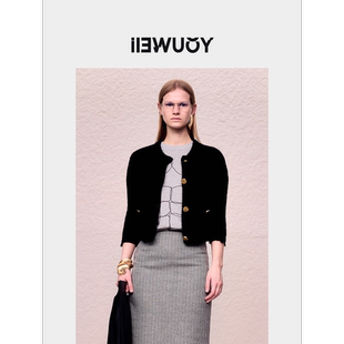 YOUWEI有尾2024秋季 女针织毛衣Y2424306 含羊绒圆领小开衫