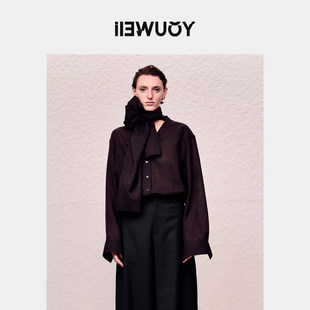 肌理羊毛围裹式 衬衫 Y1624322 内搭长袖 YOUWEI有尾2024秋季