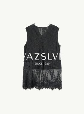 【VAZSLVE/全新奢品】捡漏-蕾丝边V领夏季无袖马甲-BO82666