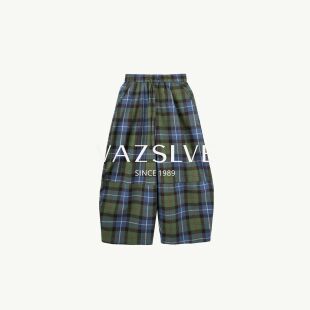 【VAZSLVE/全新奢品】捡漏-复古格纹高腰直筒长裤-BO68096