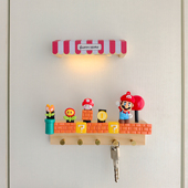 手工木制马里奥DIY挂钩入户进门钥匙收纳免打孔挂门后玄关粘钩