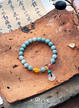 新中式蓝玉髓平安扣手串女国风
