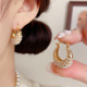 欧美跨境个性 珍珠包包耳扣女气质时尚 温柔简约独特设计感耳圈