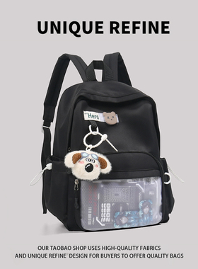 0715#新品 背包女学生二次元DIY痛包书包日系黑色原创动漫双肩包