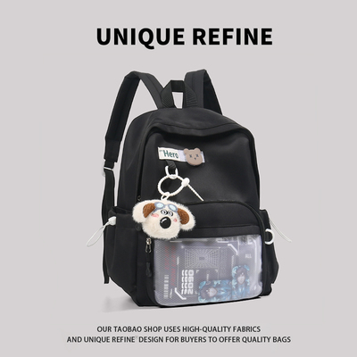 0715#新品 背包女学生二次元DIY痛包书包日系黑色原创动漫双肩包