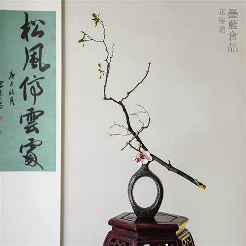 铁锈釉彷古陶瓷花瓶摆件新中式自由瓶花花器禅意中式日式插花器皿
