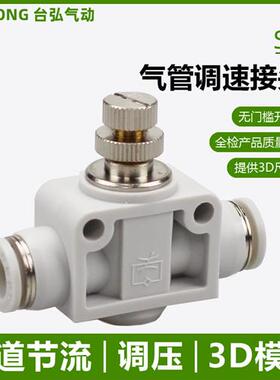 PU气管快接调速阀SA-04 6 8 10 12 14 16管道限流阀PSA气动节流阀