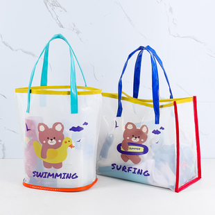 透明沥水洗漱包浴兜pvc儿童卡通动物透明收纳袋大容量洗漱收纳袋