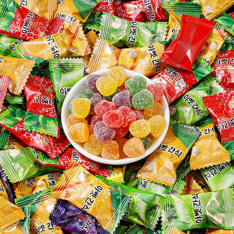 维C果汁酸Q糖混合水果味软糖彩色包装新年糖果零食小包装休闲食品