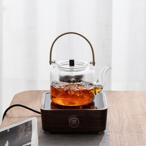 胡桃木全自动电陶炉煮茶器玻璃烧水壶白茶煮茶壶小型电热茶炉套装