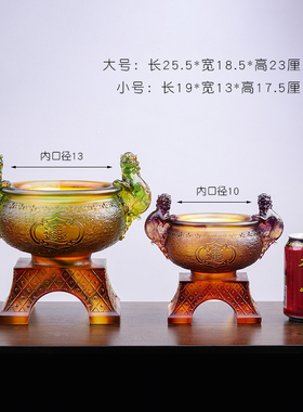 琉璃貔貅聚宝盆招财摆件客厅书房玄关电视柜聚财装饰开业乔迁送礼