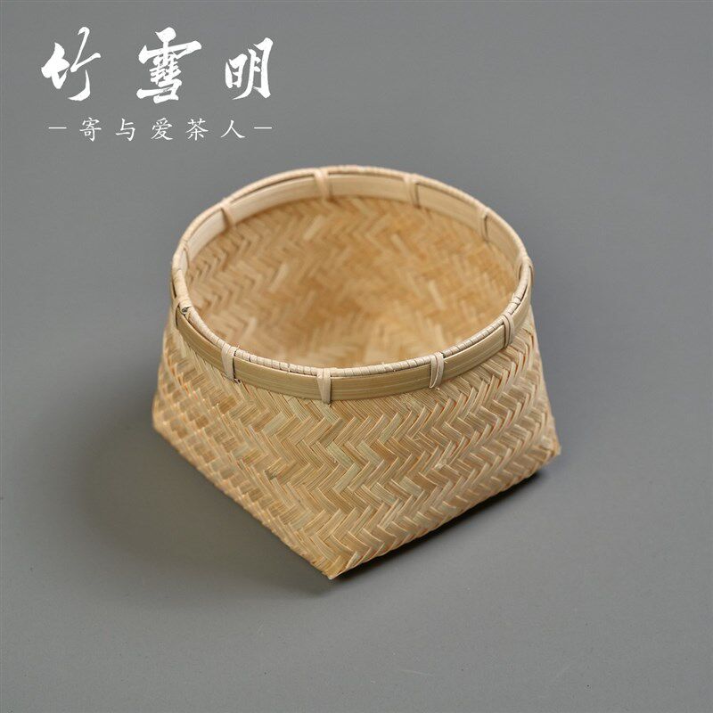 竹雪明竹编篓子竹篮子零食点心收纳筐家用复古小篮子桌面收纳篮