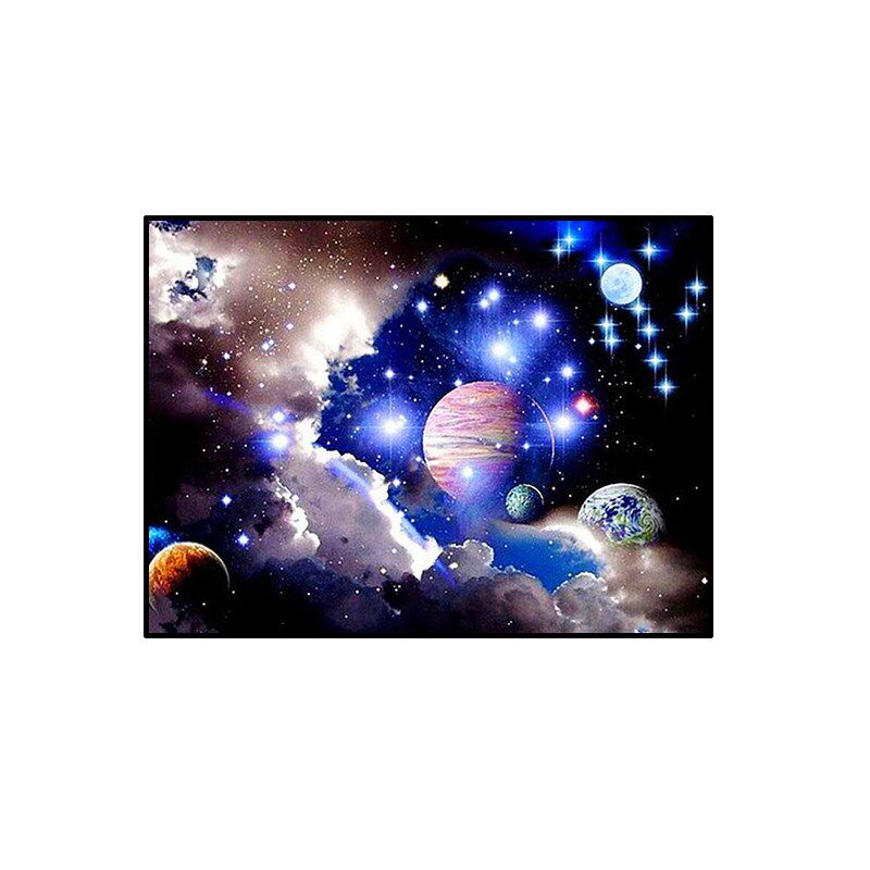 梦幻太空星球风景钻石画2024新款客厅儿童卧室5d点贴钻十字绣满钻