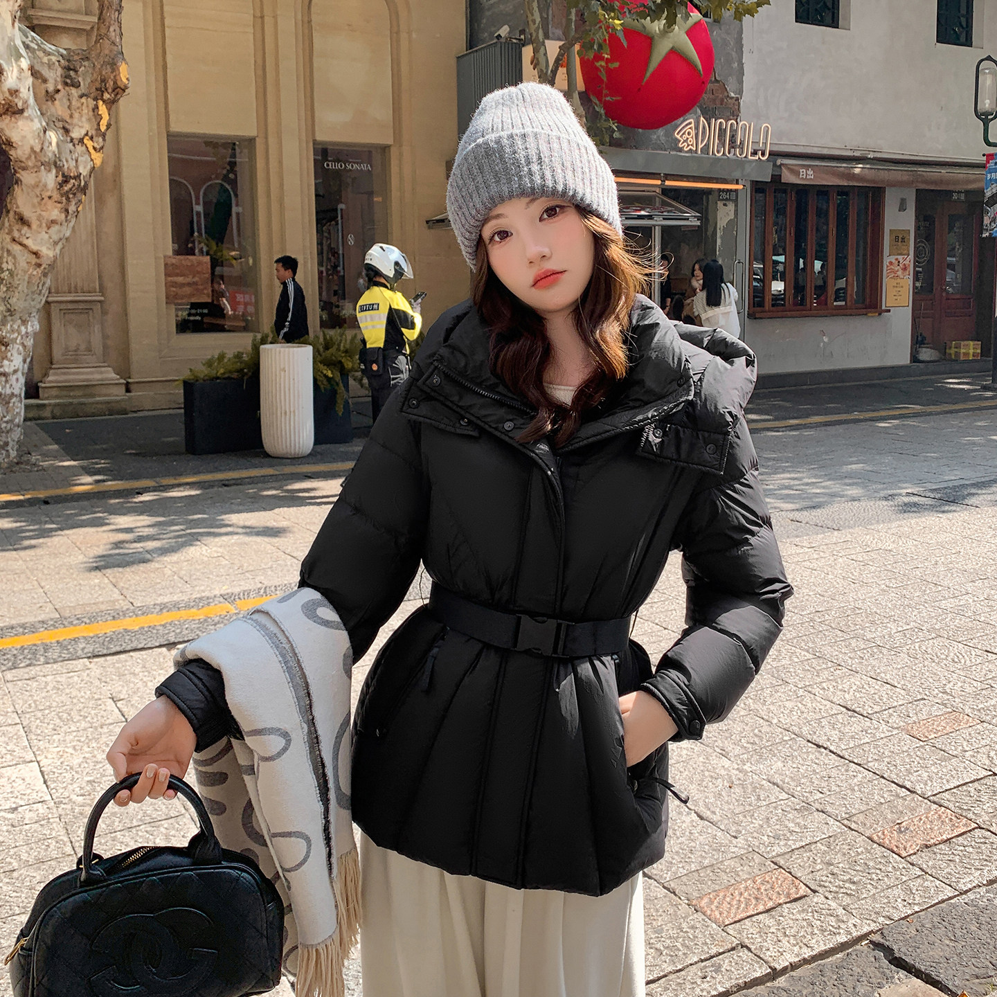 2025冬季新款90白鸭绒连帽羽绒服女短款加厚宽松小个子外套可收腰